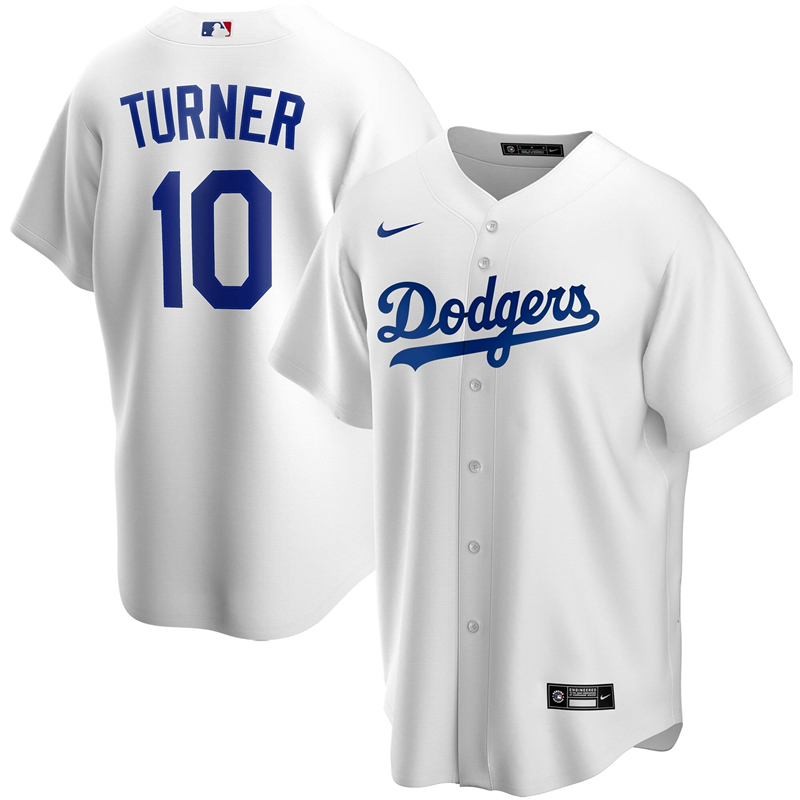 2020 MLB Men Los Angeles Dodgers Justin Turner Nike White Home 2020 Replica Player Jersey 1->miami marlins->MLB Jersey